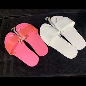 White & Pink Slides ~ Size 9/10 ~ NEW!
